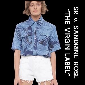 SR v. SANDRINE ROSE “The Virgin Label” White Denim Shorts, Size 27.